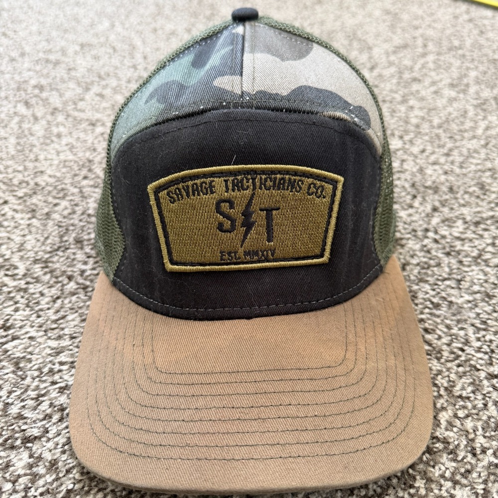 Savage Tacticians Camo Patch Snapback 5 panel Hat Black SavTac MFG